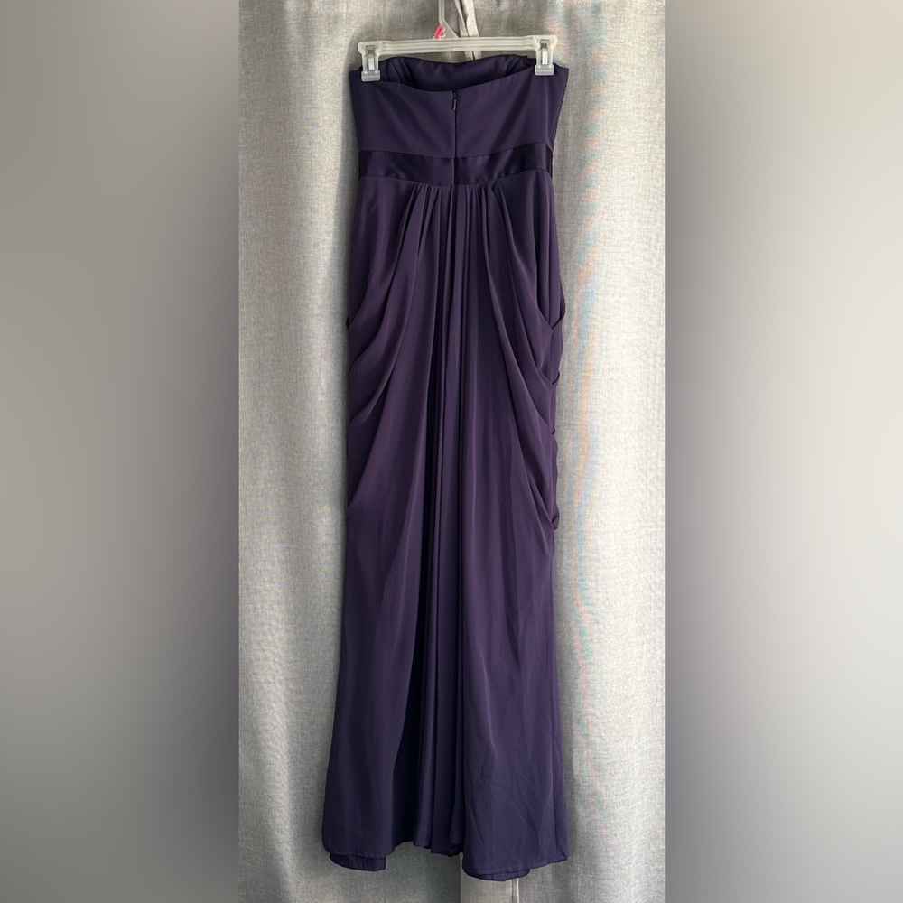 David’s Bridal•strapless pin-tuck gown•size 2P•polyester•lined•dusty plum/purple - Picture 3 of 12